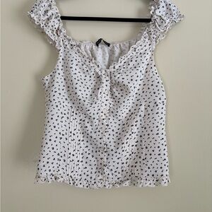 Brandy Melville White Heart Print Blouse